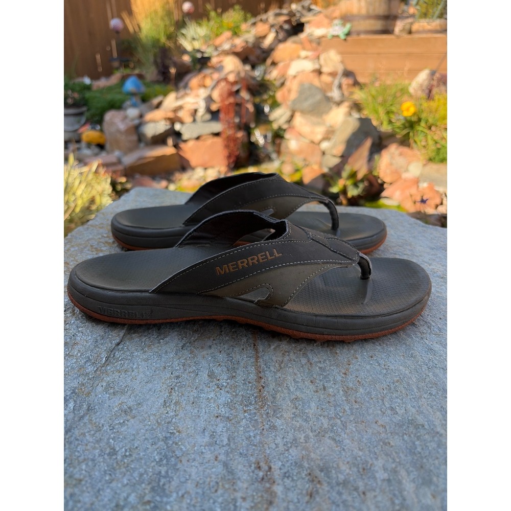 Merrell Mens Air Cushion Thong Sandals Brown Flip Flops Size 10 Outdoor Casual